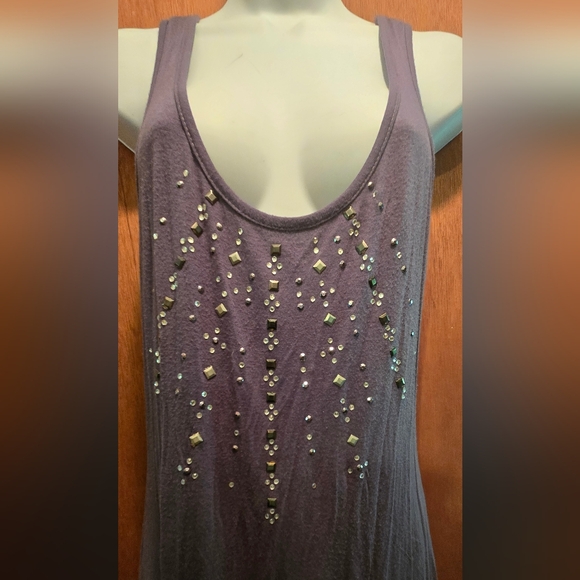 Queen Esther Embellished Dark Gray Tank Top Dress/tunic Bodycon SzM - Picture 3 of 8